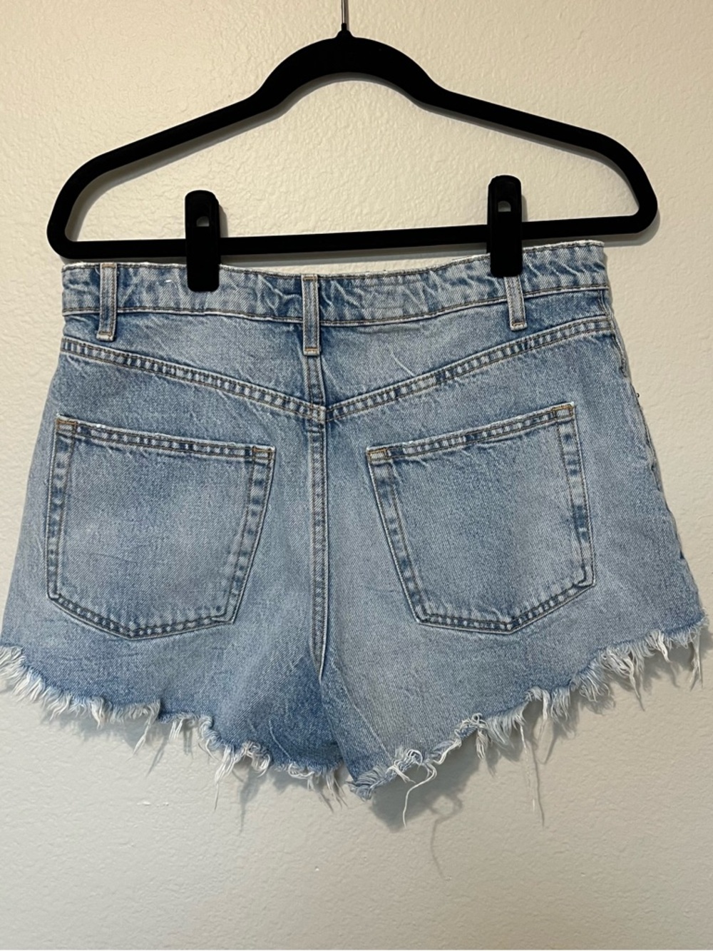 Zara Light Blue Distressed Denim Cutoff Shorts - Picture 6 of 7